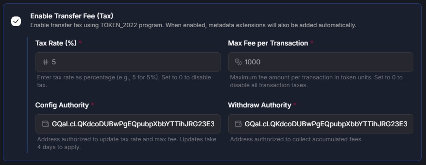 Token Creation Fees